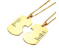 OAKKY Ciondolo Tag Cuore Puzzle Inciso Per Coppie | Collana Promessa Romantica in Acciaio Inossidabile, Gioielli per Relazione a Distanza Incisi Abbinati