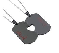 OAKKY Ciondolo Tag Cuore Puzzle Inciso Per Coppie | Collana Promessa Romantica in Acciaio Inossidabile, Gioielli per Relazione a Distanza Incisi Abbinati