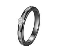 OAKKY Classico Elegante 4MM Ceramica Nera Incastonata con Cristallo Zirconia Solitario Anello Unisex Acciaio Inossidabile Fede Promessa Matrimonio Argento Taglia 9