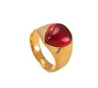 OAKKY Classico Elegante Forma a Goccia Pietra Naturale Pietra Preziosa Sigillo Anello Unisex in Acciaio Inox Vestibilità Comfort Istruzione Band Nero Rosso Taglia 19