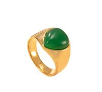 OAKKY Classico Elegante Forma a Goccia Pietra Naturale Pietra Preziosa Sigillo Anello Unisex in Acciaio Inox Vestibilità Comfort Istruzione Band Nero Verde Taglia 22