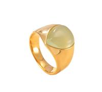OAKKY Classico Elegante Forma a Goccia Pietra Naturale Pietra Preziosa Sigillo Anello Unisex in Acciaio Inox Vestibilità Comfort Istruzione Band Nero Verde Chiaro Taglia 25