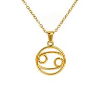 OAKKY Collana 12 Segni Zodiacali per Donne Acciaio Inossidabile Fortuna Oro Tondo Ciondolo Costellazione Charm Segno di Nascita con Catena Cancro