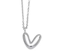 OAKKY Collana con Ciondolo Lettera a Bolle Spessa per Donne Trendy Carino Charm Ciondolo Alfabeto Personalizzato Argento Lettere Pallone V Collane