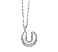 OAKKY Collana con Ciondolo Lettera a Bolle Spessa per Donne Trendy Carino Charm Ciondolo Alfabeto Personalizzato Argento Lettere Pallone U Collane