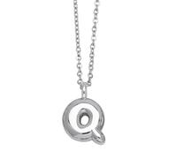 OAKKY Collana con Ciondolo Lettera a Bolle Spessa per Donne Trendy Carino Charm Ciondolo Alfabeto Personalizzato Argento Lettere Pallone Q Collane