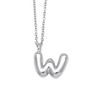 OAKKY Collana con Ciondolo Lettera a Bolle Spessa per Donne Trendy Carino Charm Ciondolo Alfabeto Personalizzato Argento Lettere Pallone W Collane