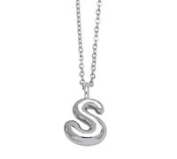 OAKKY Collana con Ciondolo Lettera a Bolle Spessa per Donne Trendy Carino Charm Ciondolo Alfabeto Personalizzato Argento Lettere Pallone S Collane