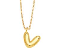 OAKKY Collana con Ciondolo Lettera a Bolle Spessa per Donne Trendy Carino Charm Ciondolo Alfabeto Personalizzato Oro Lettere Pallone V Collane