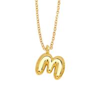 OAKKY Collana con Ciondolo Lettera a Bolle Spessa per Donne Trendy Carino Charm Ciondolo Alfabeto Personalizzato Oro Lettere Pallone M Collane