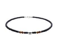 OAKKY Collana con Perline di Pietre Nere Minimalista per Uomo | Cilindro in Acciaio Inossidabile, Choker Minimalista, Hip Hop Unisex di Tendenza