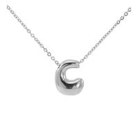 OAKKY Collana Lettera a Bolle da A a Z per Donne Spessa Argento Ciondolo Iniziale Pallone Collane Carino Trendy Gioiello Alfabeto Charm Lettere C