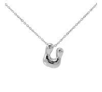 OAKKY Collana Lettera a Bolle da A a Z per Donne Spessa Argento Ciondolo Iniziale Pallone Collane Carino Trendy Gioiello Alfabeto Charm Lettere U