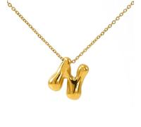 OAKKY Collana Lettera a Bolle da A a Z per Donne Spessa Oro Ciondolo Iniziale Pallone Collane Carino Trendy Gioiello Alfabeto Charm Lettere N