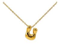 OAKKY Collana Lettera a Bolle da A a Z per Donne Spessa Oro Ciondolo Iniziale Pallone Collane Carino Trendy Gioiello Alfabeto Charm Lettere U