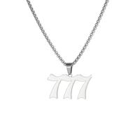 OAKKY Collana Numero Angelo Per Donne Argento Acciaio Inossidabile Delicato 777 Ciondolo Numerologia Gioielli