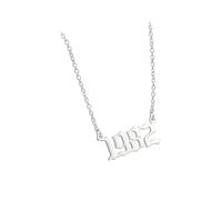 OAKKY Collana per Coppie o Migliori Amici Ciondolo Anno Placcato Oro Gioiello Amicizia Abbinate Regalo Compleanno per Moglie Fidanzata Ricordo Anniversario per Partner Nati Argento 1982