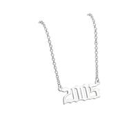OAKKY Collana per Coppie o Migliori Amici Ciondolo Anno Placcato Oro Gioiello Amicizia Abbinate Regalo Compleanno per Moglie Fidanzata Ricordo Anniversario per Partner Nati Argento 2005