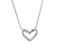 OAKKY Collo con Pendente a Cuore per Donne Uomini Acciaio Inossidabile Semplice Minimalista Delicato Gioiello per il Collo Amore Argento