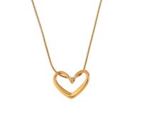 OAKKY Collo con Pendente a Cuore per Donne Uomini Acciaio Inossidabile Semplice Minimalista Delicato Gioiello per il Collo Amore Oro