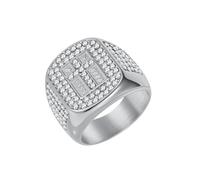 OAKKY Cool Hip Hop 21Mm Robusta Lucido Pesante Full-Pavé Zircone di Cristallo Croce Biker Amuleto Crocifisso Anello Unisex in Acciaio Inox Argento Taglia 19