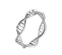 OAKKY Creativo Dna Molecola Twist Corda Doppia Elica Anelli Donna Acciaio Inossidabile Acido Desossiribonucleico Argento Taglia 12