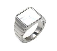OAKKY Delicato Elegante Hip Hop Bianco Sea Shell Pianoforte Tasti Musica Anello Unisex in Acciaio Inox Fede Nuziale Vestibilità Comfort Argento Taglia 14