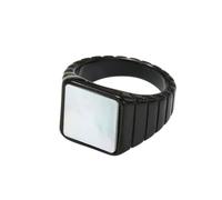 OAKKY Delicato Elegante Hip Hop Bianco Sea Shell Pianoforte Tasti Musica Anello Unisex in Acciaio Inox Fede Nuziale Vestibilità Comfort Nero Taglia 17
