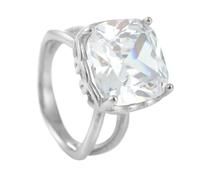 OAKKY Delicato Elegante Quadrato Fiore a Forma di Drago Artiglio Cristallo Zircone Tagliato Fuori Anello da Uomo in Acciaio Inox Promessa Matrimonio Argento Bianco Taglia 10