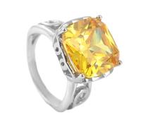 OAKKY Delicato Elegante Quadrato Fiore a Forma di Drago Artiglio Cristallo Zircone Tagliato Fuori Anello da Uomo in Acciaio Inox Promessa Matrimonio Argento Giallo Taglia 10