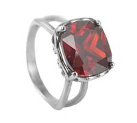 OAKKY Delicato Elegante Quadrato Fiore a Forma di Drago Artiglio Cristallo Zircone Tagliato Fuori Anello da Uomo in Acciaio Inox Promessa Matrimonio Argento Rosso Taglia 14