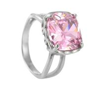 OAKKY Delicato Elegante Quadrato Fiore a Forma di Drago Artiglio Cristallo Zircone Tagliato Fuori Anello da Uomo in Acciaio Inox Promessa Matrimonio Argento Rosa Taglia 12