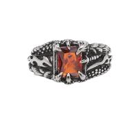 OAKKY Dominante Fantastico Quadrato Taglio 7 Dragone Artiglio Strass Incastonatura Speciale Disegno Gemma Anello con Sigillo Uomo Acciaio Inossidabile Comfort Adattamento Rosso Taglia 22