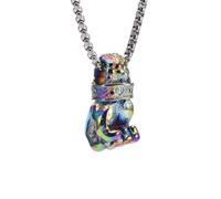 OAKKY Dominante Punk Cool Pugno Chiuso Scheletro Mano Boxe Potenza Fitness Amuleto Pendente Collana Uomo in Acciaio Inox Arcobaleno con Catena