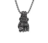OAKKY Dominante Punk Cool Pugno Chiuso Scheletro Mano Boxe Potenza Fitness Amuleto Pendente Collana Uomo in Acciaio Inox Argento Antico con Catena