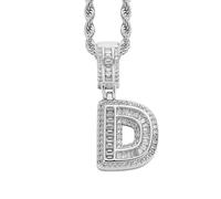 OAKKY Donne Rame Unico Non Mainstream Cool Micro-Pave Zircone Intarsio Nome Personalizzato Capitale Grande Iniziale A-Z 26 Lettere Collana Argento D