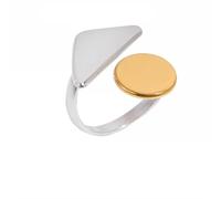 OAKKY Due Forme Geometria Grossa Anello Regolabile per Womens Vintage Anelli Aperti Asimmetrici Dichiarazione Gioielli in Acciaio Inossidabile Argento Oro