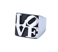 OAKKY LOVE Acciaio Inossidabile Anelli Biker per Uomini Lettering in Rilievo Fascia Solida Simbolo Classico Romantico Gioiello Statement Taglia 22