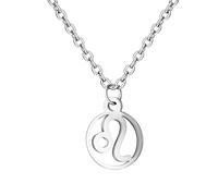 OAKKY Moda Hip Hop 12 Costellazioni Zodiacali Vuoto Rotondo Coppia Ciondolo Collana Unisex Acciaio Inossidabile Regalo Compleanno Leone d'Argento
