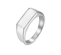 OAKKY Moda Quadrato Superficie Liscia Signet Anello Unisex in Acciaio Inox Piano Piatto Stile Hip Hop Banda di Dichiarazione Argento Taglia 22