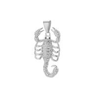 OAKKY Non-mainstream Hip Hop Cool Pieno Strass Intarsio Scorpione Animale con Cute Nero CZ Occhio Biker Ciondolo Collana da Uomo in Acciaio Inossidabile Argento Senza Catena