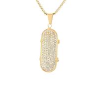 OAKKY Non-mainstream Hip Hop Full-Pavé Cristallo Sport Scooter Skateboard Charm Coppia Ciondolo Collana Uomo in Acciaio Inox con Catena