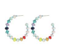 OAKKY Orecchini A Cerchio C Con Perle Facettate Colorate Per Donne Acciaio Inossidabile Cristallo Perla Massiccio Pendente Retro Statement Gioielli Divertenti Accessori Per Festa Per Lei