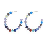 OAKKY Orecchini A Cerchio C Con Perle Facettate Colorate Per Donne Acciaio Inossidabile Cristallo Perla Massiccio Pendente Retro Statement Gioielli Divertenti Accessori Per Festa Per Lei