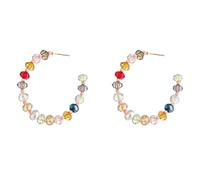 OAKKY Orecchini A Cerchio C Con Perle Facettate Colorate Per Donne Acciaio Inossidabile Cristallo Perla Massiccio Pendente Retro Statement Gioielli Divertenti Accessori Per Festa Per Lei