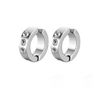 OAKKY Orecchini a Cerchio Eleganti per Uomo Donna Acciaio Inossidabile con Pietre CZ Brillanti Gioielli Delicati Argento