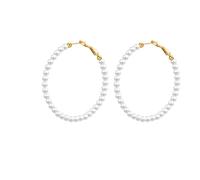 OAKKY Orecchini Imitazione Perla per Donna Acciaio Inossidabile Chiusura a Cerniera Elegante Tocco Outfit Accessorio Appuntamento 50MM