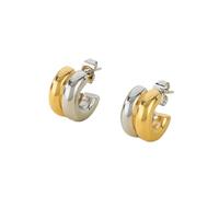 OAKKY Orecchini Mezzo Cerchio Doppia Forma a C per Donna Acciaio Inossidabile Geometrico Lucido Bottone Argento-Oro
