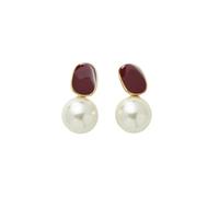 OAKKY Orecchini Pendenti Perle Irregolari Bianche Per Donne Acciaio Inossidabile Stile Francese Vintage Chiodi Dorati Eleganti Gioielli Da Sposa Per Sposa Damigella Rosso