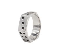 OAKKY Personalità Creativo Hip Hop Forme Geometriche Argento Dadi Anelli Uomo Donna Titanio Acciaio Taglia 14